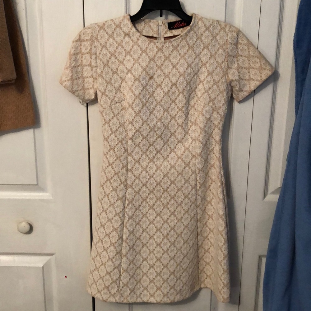 Tan and cream print dress